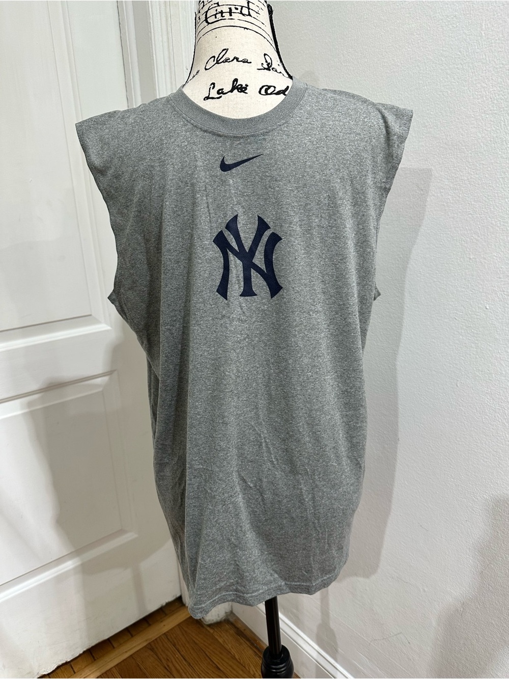 Nike Gray Sleeveless Yankees Tank with Navy Logo